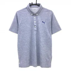 【美品】プーマ 半袖ポロシャツ 杢ネイビー ボタンダウン DRY  メンズ L ゴルフウェア PUMA