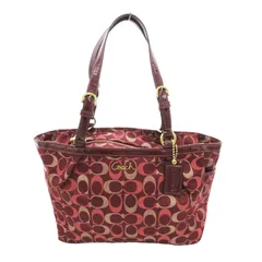 コーチ COACH トートバッグ シグネチャー ロゴ チャーム サテン エナメルレザー 紅 ボルドー F18106 /HO ■GY18