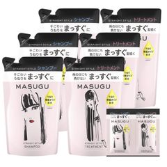 新品 MASUGU まっすぐ ストレート スタイル うねりケア くせ毛 サルフェートフリー エルカラクトン ノンシリコンシャンプー＆トリートメント 詰め替え用 サシェおまけ付き (各3袋 計6袋セット)
