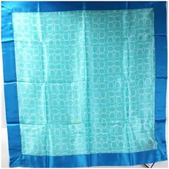 コーチ シルク スカーフ 未使用 ライトブルー×ブルー シグネチャー柄 中古