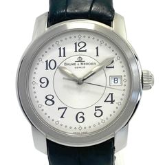 【美品・OH、電池交換済み】ボーム＆メルシエ　ケープランド　MV045214　5267466　クォーツ　デイト表示　シルバー　革ベルト