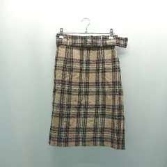 ◇ ◎ JUSGLITTY チェック柄 バックファスナー スリット ひざ丈 タイト スカート サイズ1 ベージュ レディース E  【1308290064276】