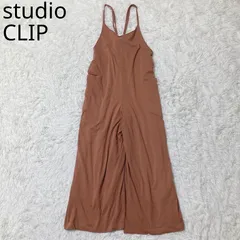 スタディオクリップ　オールインワン　キャミソール　ワイド　ポケット付き　ゆったり　カジュアル　シンプル　綺麗め　オレンジ系