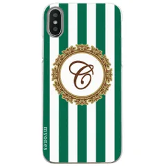 【新品未使用】Xperia 1 IV SO-51C SOG06 クリア ハードケース ( ストライプグリーン イニシャルC ) ボーダー ストライプ イニシャル cl-initial1-so51c-ca037_i_c