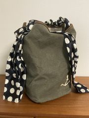 eb.a.gos エバゴス　ワンショルダーバッグ　ドット　防水キャンバス／オイルレザー　オリーブ色 ebagos　デニム
