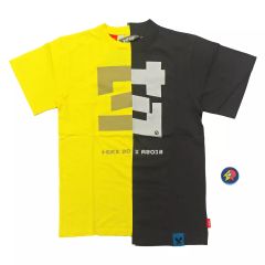 [Used] Squid & Octopus T-Shirt, Gobgob (with can badge), Yellow x Black, Size M, "Splatoon 3"
