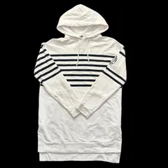 TOMMY HILFIGER トミーフィルフィガー パーカー 白 黒 ボーダー スウェット ロゴ メンズ XSサイズ