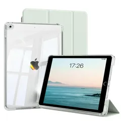 【数量限定】ケース 2020/2019 クリア ケース 透明 第8/7世代 背面 着脱式 iPad カバー iPad 三つ折りスタンド 薄型軽量 2021 オートスリープ/ウェイク解除機能 分離式 iPad 10.2インチ 第9世代 ライトグリーン