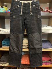 FHB W91cm ロガーパンツ ストレート 太畝 コーデュロイ ユーロワークパンツ ブラック 黒 ユーロ 古着 06C1601