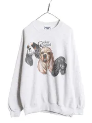 【お得なクーポン配布中!】 90s ドッグ イラスト プリント スウェット メンズ レディース L / 古着 90年代 オールド アート アニマル トレーナー 裏起毛  キャラクター