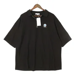 新品★ 未使用 Rocky Monroe ロッキーモンロー 刺繍 半袖 オーバーサイズ ハーフジップ ポロシャツ Sz.XL メンズ 黒 大きい