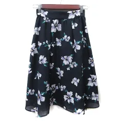 プロポーション ボディドレッシング PROPORTION BODY DRESSING フレアスカート ギャザー ミモレ ロング 花柄 2 紺 ネイビー /YI