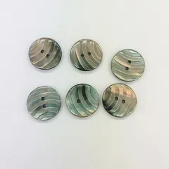 【特価】手芸　ボタン　黒・透明・オーロラ系　約18mm　6個まとめ売り※