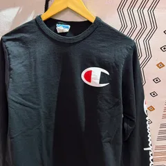 古着　ロンT champion チャンピオン　ロゴt ブラック