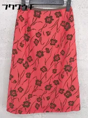 ◇ UNTITLED アンタイトル 総柄 膝丈 タイト スカート サイズ7 レッド ブラック レディース 【中古】 【1002801349523】