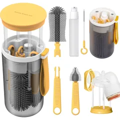 新品 aninako 哺乳瓶ブラシ ベビーブラシ 6in1 多機能 携帯式 トラベルボトル 哺乳瓶インナーバック 哺乳瓶 シリコンブラシ スポンジ ストロー ブラシ 乳首 ブラシ 洗剤 で 消毒 できます 哺乳瓶洗い 洗浄が容易 哺乳瓶乾燥ラック 便利な収納