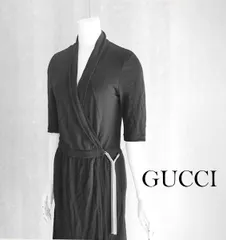 【国内正規品】 GUCCI  メタルチェーン&カシュクール ワンピース XS 黒 ジャージー ストレッチ ドレス 半袖 5分袖 　グッチ 　P27-GH14