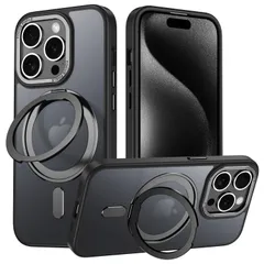 【人気商品】アイホン スマホケース 13promax Uovon 携帯ケース 360°回転スタンド ワイヤレス充電 カバー ストラップ穴付き アイフォン13プロマックス 車載ホルダー Magsafe対応 対応 ケース 半透明 用 指紋防止 Max 黄防止 P