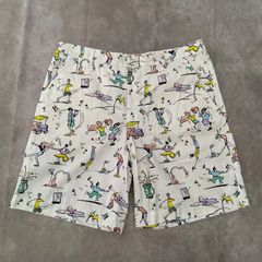 PRADA GOLF プラダ ゴルフ ハーフパンツ コミック柄 イタリア製 サイズ 48 ホワイト　総柄　ショートパンツ