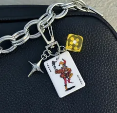 【キーホルダー】黄サイコロ＋ジョーカーセット　ハートエース　フック付き