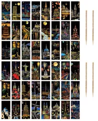 新品 siawadeky スクラッチアート 4組 合計48枚 花火 有名な観光地 夜景 塗り絵 スクラッチペン付き 削り絵 スクラッチシート 暇潰しグッズ 夜景効果 お絵描きアート DIY 飾り インテリア 絵 大人 子供 プレゼント