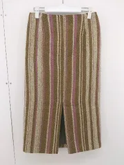 ◇ apart by lowrys アパートバイ ローリーズ ストライプ スリット ロング タイト スカート サイズL ブラウン レディース  【中古】 【1207040006194】