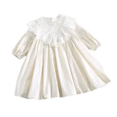 [Kai La Nalu] ワンピース 女の子 ベビー服 幼児 付け襟 可愛い キッズ お姫様 風 ふんわり ギャザー チュニック お出かけ チュール ドレス 女の子ワンピース レース フレア イベント パーティー 演奏会 春 夏 秋 入園 卒園  [110]