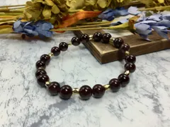 パワーストーン ブレスレット ガーネット ゴールド 天然石 （シンプル）メンズ・レディース　男性・女性　数珠ブレス　開運  [5]