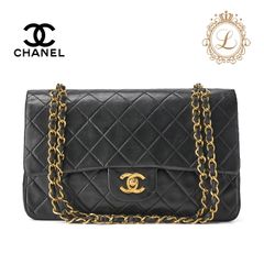 CHANEL シャネル マトラッセ Wフラップ チェーンショルダー ラムスキン 黒（ゴールド金具） レディース バッグ ショルダーバッグ レディース 【中古】【送料無料】【SS】