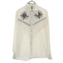 KENNINGTON ケニントン 70s ヴィンテージ 長袖 キルティング切替 シャツ L アイボリー メンズ 古着