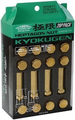 KYO-EI (協永産業) KYOKUGEN Closed End Type 7角形状ナット 50mm M12xP1.5 ゴールド 20個入 HPF1A5