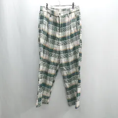 ◇ Θ MONO-MART モノマート チェック柄 ワイドパンツ サイズS グリーン ベージュ メンズ E  【1410290044483】