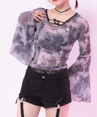 夢展望公式 [新品未使用] 蝶々バタフライ透けトップス [蝶々] 他カラー別ページ有 diablebaiser カットソートップス カットソートップス・Ｔシャツ（長袖） 535328-01