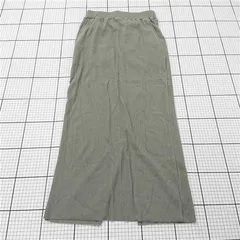 ◇ ⊂ 未使用 Alma Design アルマデザイン リブ セルフカット ロング丈 タイト スカート サイズL グリーン系 レディース E  【1508270015001】