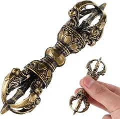 希少品] アンティーク　如意装飾造金剛杵　五鈷杵　法具　純銀製 極小サイズ 希少品] アンティーク 如意装飾造金剛杵 五鈷杵 法具 純銀製