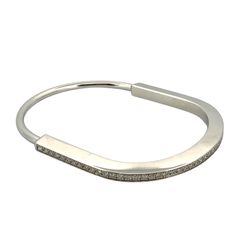 【鑑定済み】正規品 TIFFANY＆CO ティファニー Au750WG D1.09ct ロック ナロー バングル ハーフパヴェダイヤ