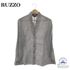 ☆美品☆ RUZZO トップス シャツ 長袖 ドット柄 フリル ボタン カジュアル オシャレ レディース ブラック M 901-3122 送料無料