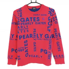 【美品】パーリーゲイツ セーター ピンク×ブルー ロゴ総柄 ニット  レディース 1(M) ゴルフウェア PEARLY GATES