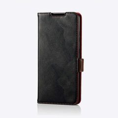 Galaxy A52 5G ソフトレザーケース ステッチ 磁石付き 手帳型 (ブラック)