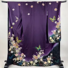 正絹　上質な訪問着　袷　裄69 時代屋 裄62.9cm S寸 綸子地 附下げ 訪問着 正絹 仕立上り 袷