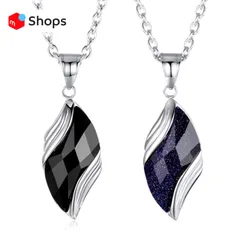 ペンダント ブラック ブルーサンド ネックレス ステンレス メンズ シルバー a