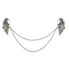 天使 翼 襟ピン シルバー チェーン ユニセックス かっこいい お洒落 ペア 羽 幸運 開運 ナチュラル ブローチ ギフト 贈りもの 贈り物 新品