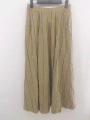 ◇ AMERICAN HOLIC ストライプ ウエストゴム ロング フレア スカート サイズF ベージュ系 ブラック ホワイト レディース P  【1302030000654】