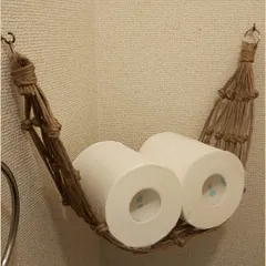 【10点限り!!450円→400円】トイレ収納  トイレットペーパーホルダー  インテリア用品 麻紐のサムネイル