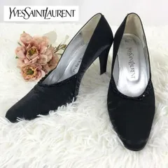 YVES　SAINT　LAURENT　イヴサンローラン　パンプス　黒　ブラック　サテン　ビーズ　サイズ表記36　1/2(23.5cm相当）　結婚式　パーティー