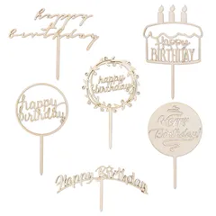 【新着商品】ケーキトッパー 誕生日 木製 6点セット Paready ケーキ飾り ケーキ挿入カード ケーキデコレーション Happy Birthday ハッピーバースデー バースデーケーキ 飾り 装飾