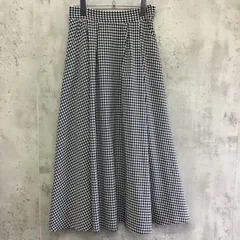 NICE CLAUP  ナイスクラップ　タック入りロングフレアスカート　レディース　白×黒×チェック柄　Fサイズ