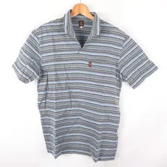 タケオキクチ ポロシャツ トップス 半袖 ボーダーアズ メンズ Lサイズ グレー TAKEO KIKUCHI 【中古】