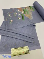 付け下げ 青々 手描 金彩 たたき染 正絹 反物