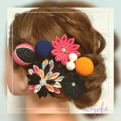 【つまみ細工・和玉髪飾り】和装/振袖/袴/卒業式/成人式/七五三/玉かんざし/ちりめん玉